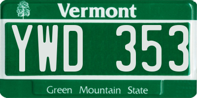 VT license plate YWD353