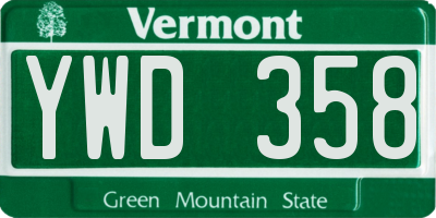 VT license plate YWD358