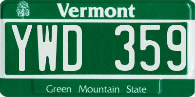 VT license plate YWD359