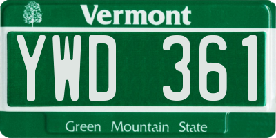 VT license plate YWD361