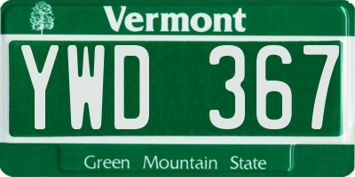 VT license plate YWD367