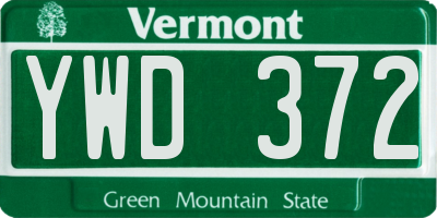 VT license plate YWD372