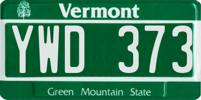 VT license plate YWD373