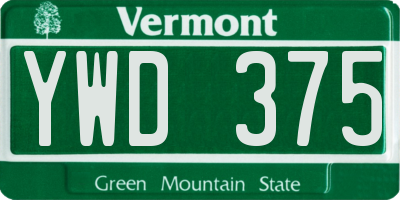 VT license plate YWD375
