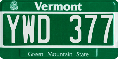 VT license plate YWD377