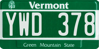 VT license plate YWD378