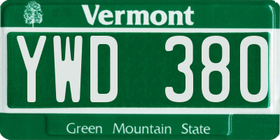 VT license plate YWD380