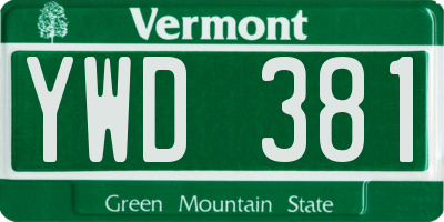 VT license plate YWD381
