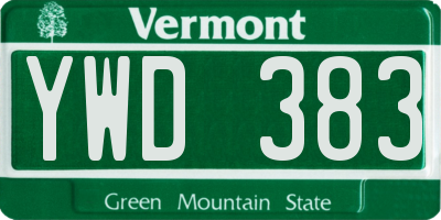 VT license plate YWD383