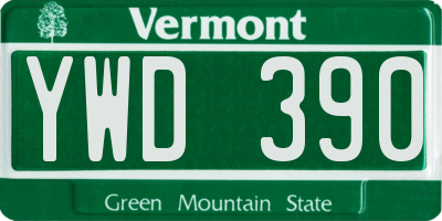 VT license plate YWD390