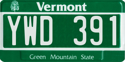 VT license plate YWD391