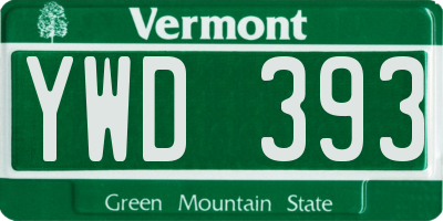 VT license plate YWD393