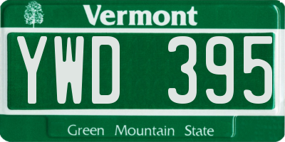 VT license plate YWD395
