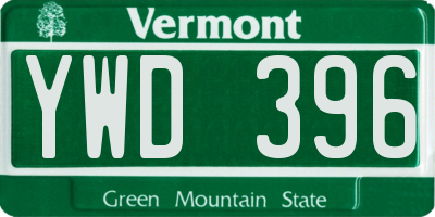VT license plate YWD396