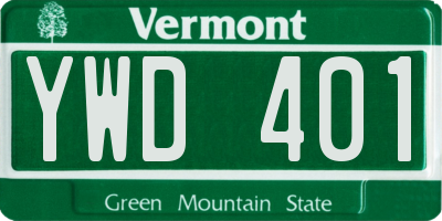 VT license plate YWD401