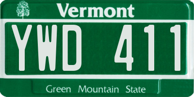 VT license plate YWD411