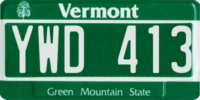 VT license plate YWD413