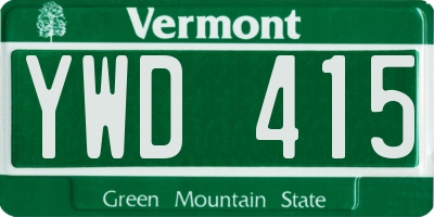 VT license plate YWD415