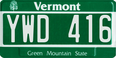 VT license plate YWD416