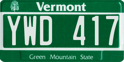 VT license plate YWD417
