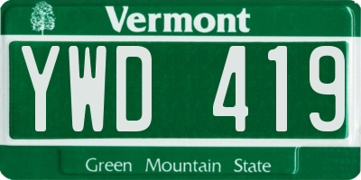 VT license plate YWD419