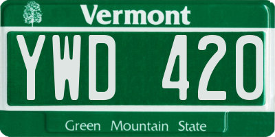 VT license plate YWD420