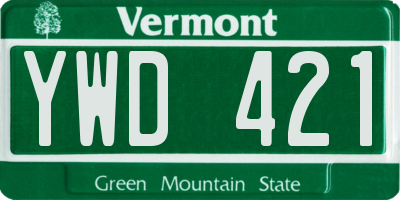 VT license plate YWD421