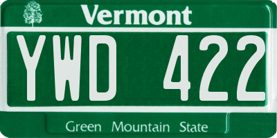VT license plate YWD422