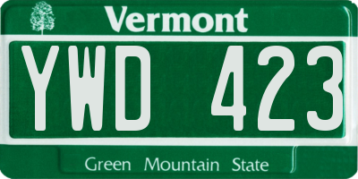 VT license plate YWD423