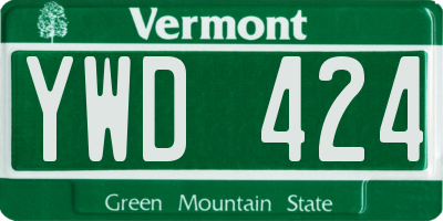 VT license plate YWD424