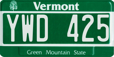 VT license plate YWD425