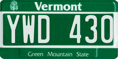VT license plate YWD430