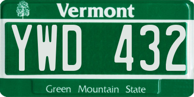 VT license plate YWD432