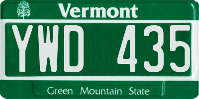 VT license plate YWD435