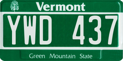 VT license plate YWD437