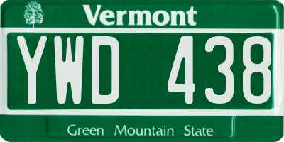 VT license plate YWD438