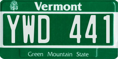 VT license plate YWD441