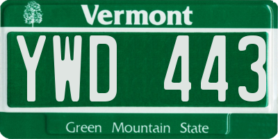 VT license plate YWD443