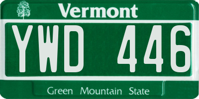 VT license plate YWD446