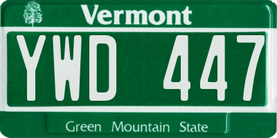 VT license plate YWD447