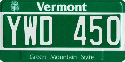 VT license plate YWD450