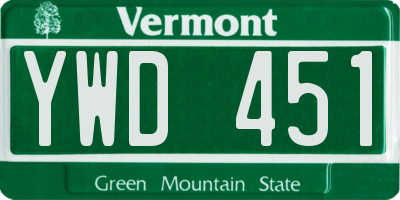 VT license plate YWD451