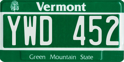 VT license plate YWD452