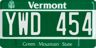 VT license plate YWD454