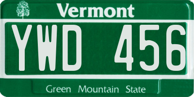 VT license plate YWD456