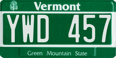 VT license plate YWD457