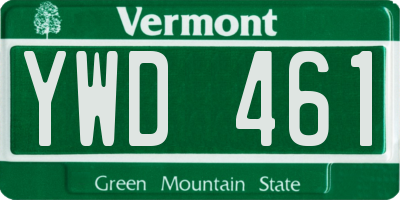 VT license plate YWD461