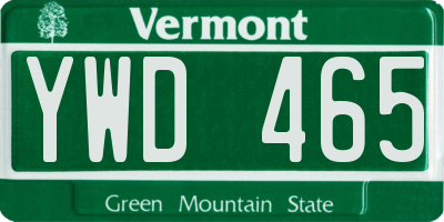 VT license plate YWD465