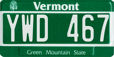 VT license plate YWD467