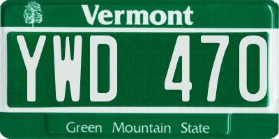 VT license plate YWD470